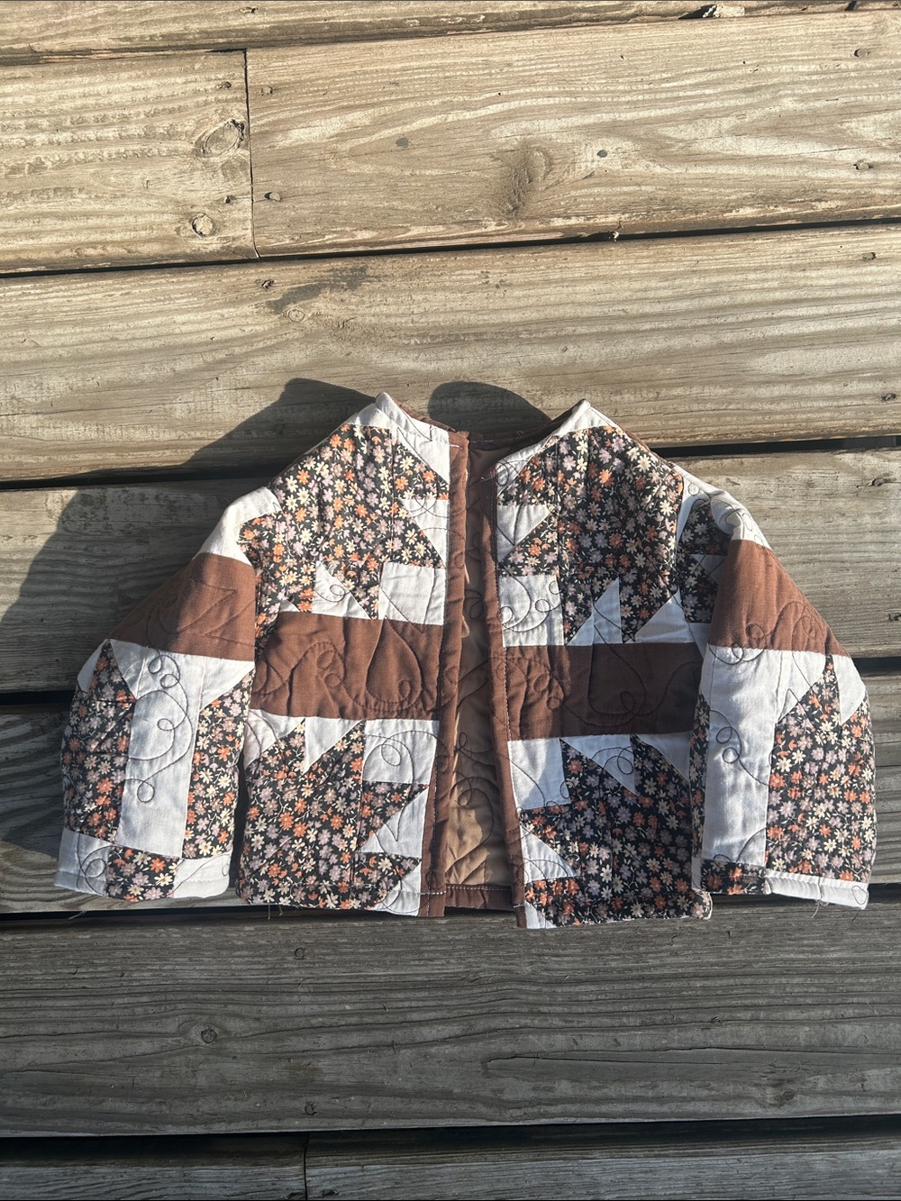 Vintage Quilt Jacket Bearpaw 2T Kids Brown Floral Patchwork Quilted Jacket